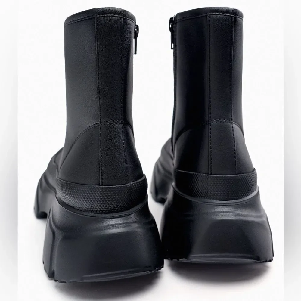 Zara Threaded High-Top Sneakers Boots New